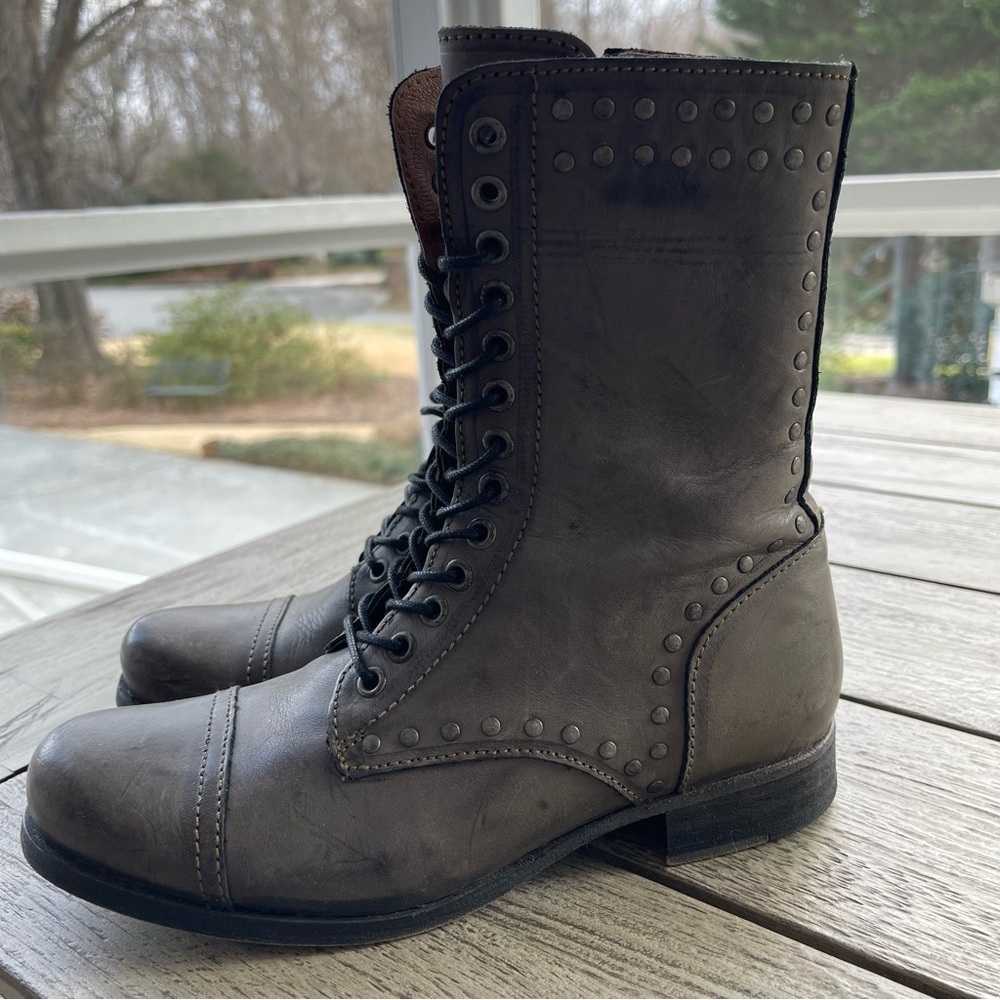 Diesel The Wildland Arthik Combat Gray Leather Boots Womens Size 36 EU 6 US